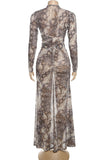 Ruched Snake Print Dress