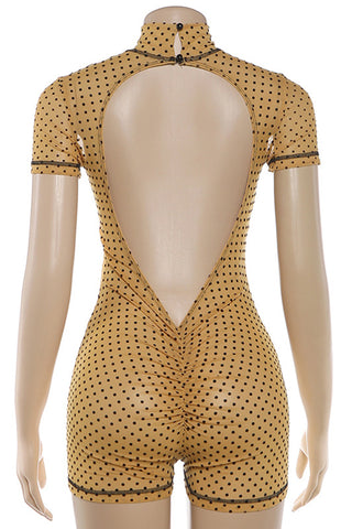 High-Neck Polka Dot Romper
