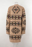 Geometric Pattern Open-Front Cardigan
