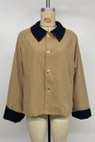 Chic Buttoned Jacket with Contrast Collar