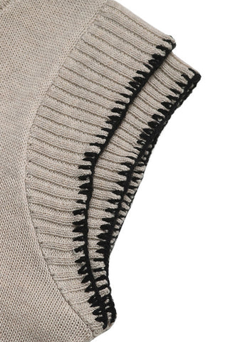 Sleeveless Sweater Vest with Contrast Stitching