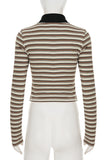 Striped Long Sleeve Polo Top