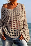 Open-Knit Off-Shoulder Sweater Blouse