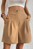 High-Waist Pleated Casual Shorts