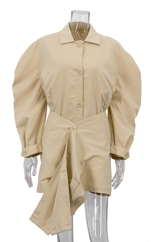 Draped Asymmetric Shirt Skirt Set