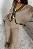 Stylish Cropped Knit Cardigan and Pants Set