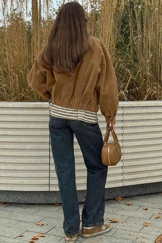 Zip-Front Casual Bomber Jacket