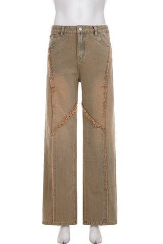 Distressed Wide-Leg Casual Pants