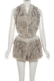 Faux Fur Vest and Shorts Set