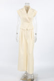 Elegant Sleeveless Blazer and Wide-Leg Pants Set