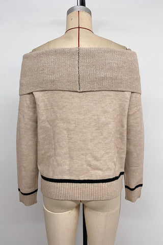 Off-Shoulder Argyle Knit Sweater