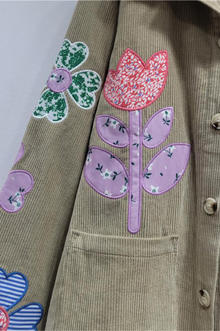 Floral Pattern Corduroy Jacket