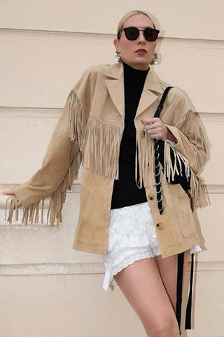 Fringe Suede Jacket with Classic Silhouette