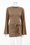 Long Sleeve Ruched Wrap Dress