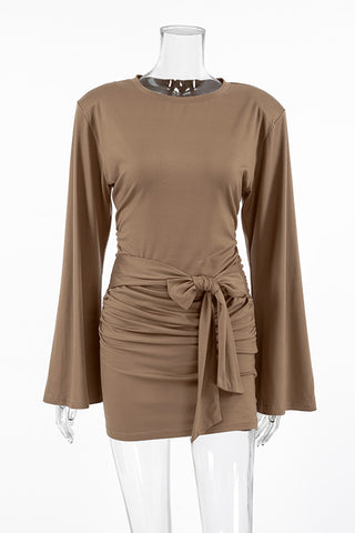 Long Sleeve Ruched Wrap Dress