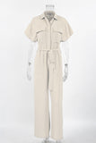 Belted Short-Sleeve Jumpsuit