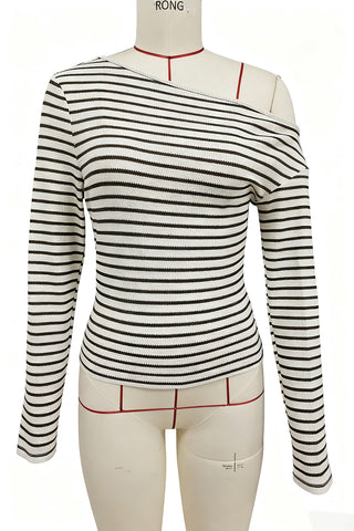 Striped Off-Shoulder T-Shirt