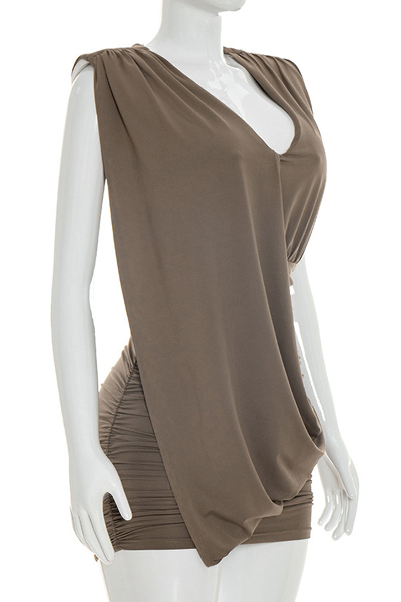 Draped Sleeveless Casual Dress