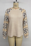 Patterned Sleeve Ribbed T-Shirt