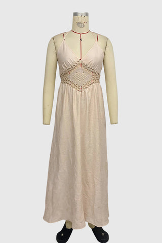 Halter Maxi Dress with Crochet Detail