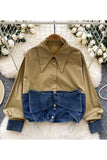 Modern Two-Tone Shirt with Denim Accents