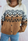 Button-Up Nordic Pattern Cardigan