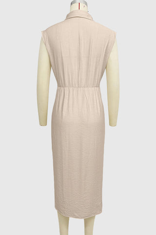 Sleeveless Button-Down Midi Dress