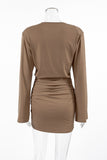 Long Sleeve Ruched Wrap Dress