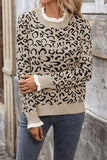 Leopard Print Sweater with Ruffled Cuffs
