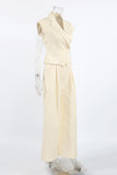 Elegant Sleeveless Blazer and Wide-Leg Pants Set