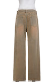 Distressed Wide-Leg Casual Pants