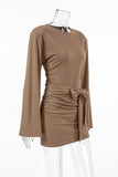 Long Sleeve Ruched Wrap Dress