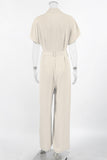 Belted Short-Sleeve Jumpsuit