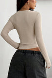 V-Neck Long Sleeve Ribbed Top