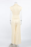 Elegant Sleeveless Blazer and Wide-Leg Pants Set