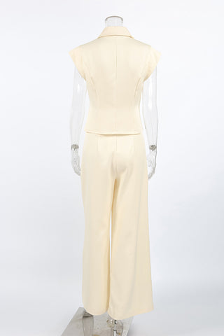 Elegant Sleeveless Blazer and Wide-Leg Pants Set