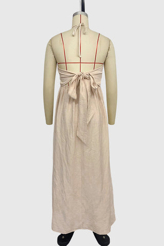 Halter Maxi Dress with Crochet Detail