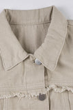 Frayed Hem Button-Front Denim Jacket