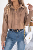 Pleated Button-Front Blouse