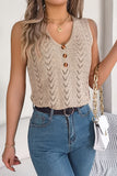 V-Neck Buttoned Knit Tank