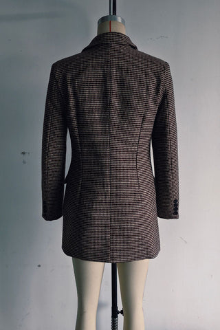 Double-Breasted Houndstooth Blazer