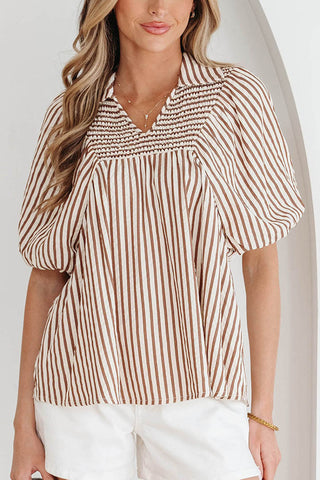 Striped Puff Sleeve Blouse