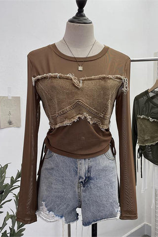 Distressed Layered Mesh T-Shirt