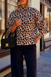 Leopard Pattern Mock Neck Sweater