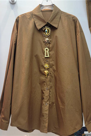 Embellished Button-Down Shirt