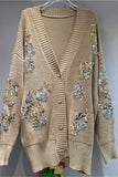 Sequin Embellished Button-Front Cardigan