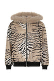 Faux Fur Trim Patterned Jacket