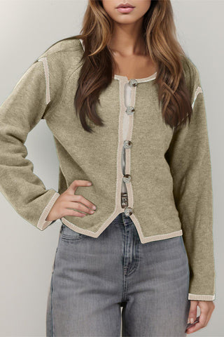 Button-Front Cropped Cardigan