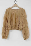 Ruffle-Sleeve Textured Blouse
