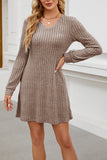 V-Neck Ribbed Casual Dress